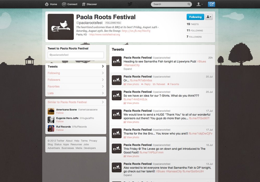 2012 Roots Festival, Twitter Branding
